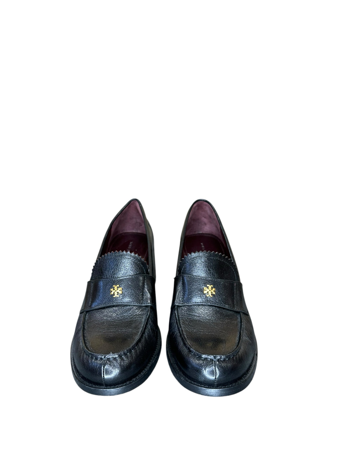Tory Burch Black Classic Heel Leather Loafers Size 8.5