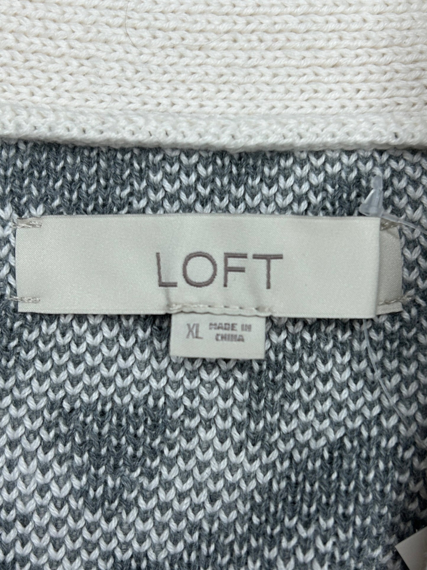 LOFT Cotton Cream and Gray Leopard Cardigan Size XL