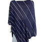 EILEEN FISHER Navy Striped Linen Poncho Size O/S