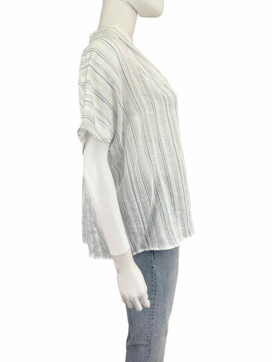 vince. White Striped Button-Down Blouse Size S