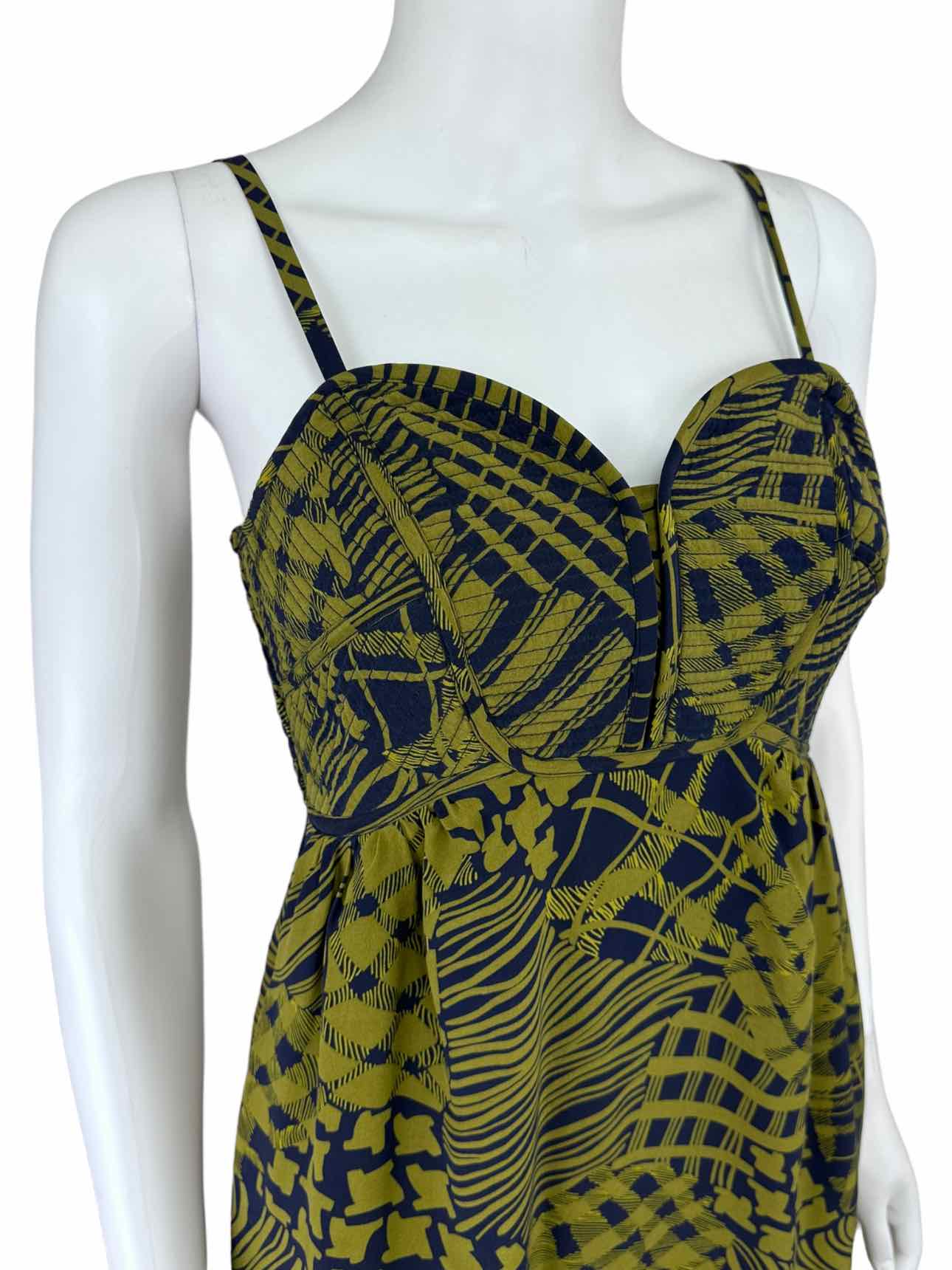 maple Size Green Silk Print Dress Size 0