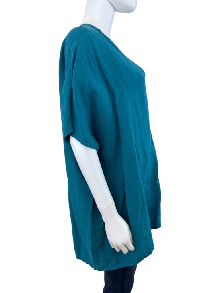 bryn Walker Teal 100% Linen Tunic Size XL