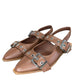 Quince Brown Cognac Italian Leather Bold Buckle Slingback Flats Size 8