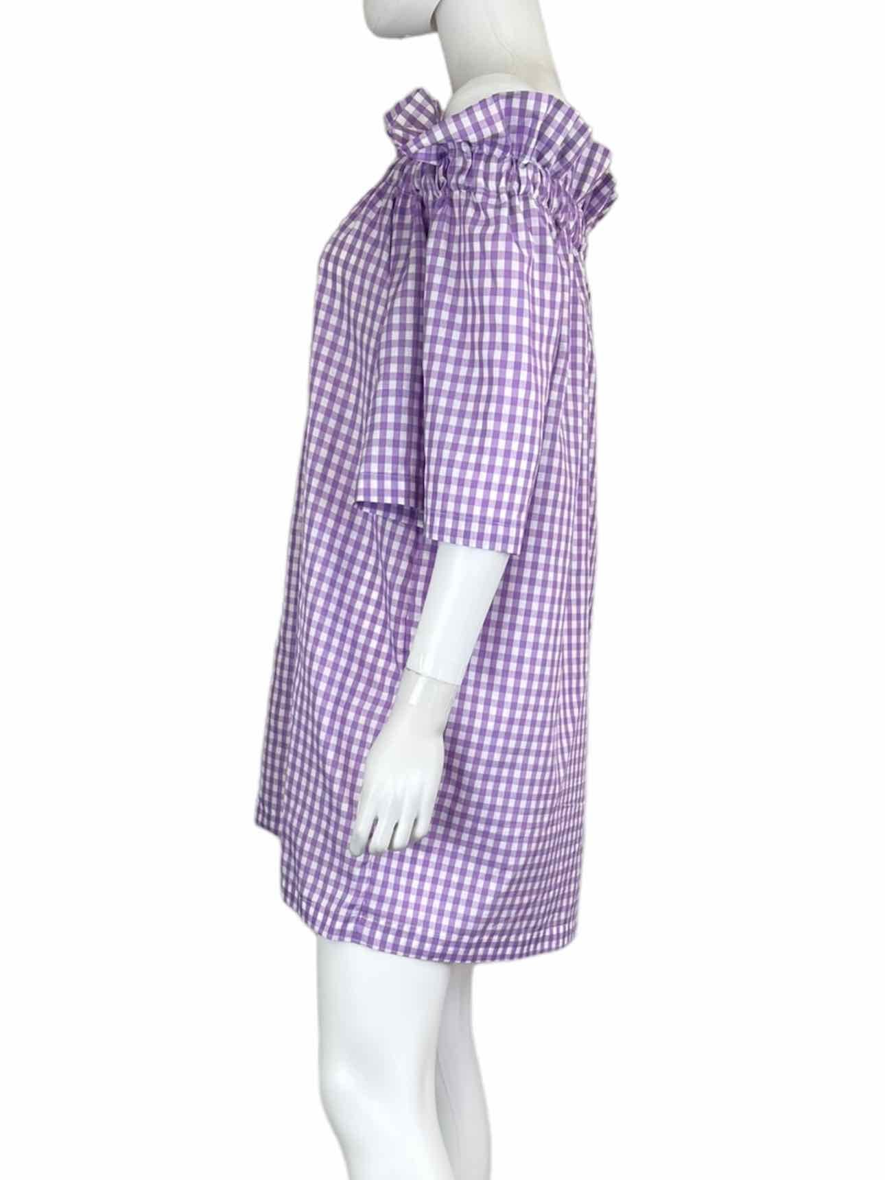 Hello Dobson Purple Gingham Check Mini Dress Size L