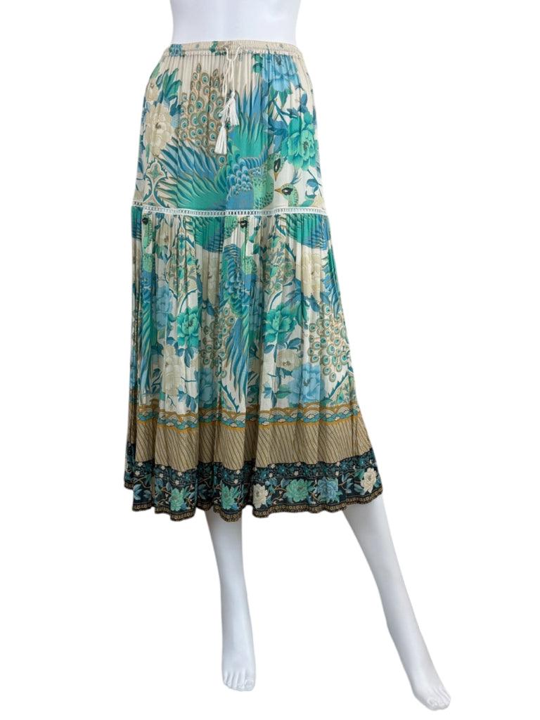 Spell & the Gypsy Cloud Dancer Floral Peacock Print Maxi Skirt Size XS