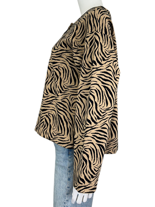 Ann Taylor Tan Zebra print Cardigan Size L