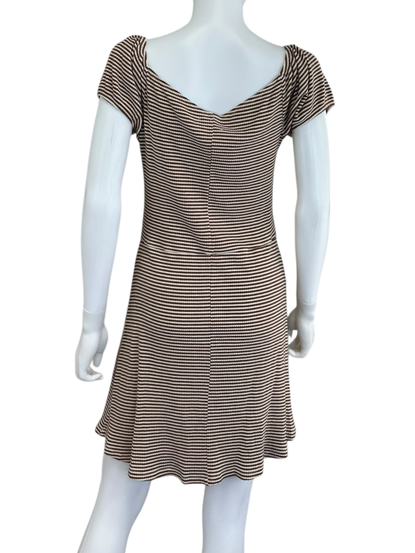 REFORMATION Brown and White Stripe Knit Dress Size S