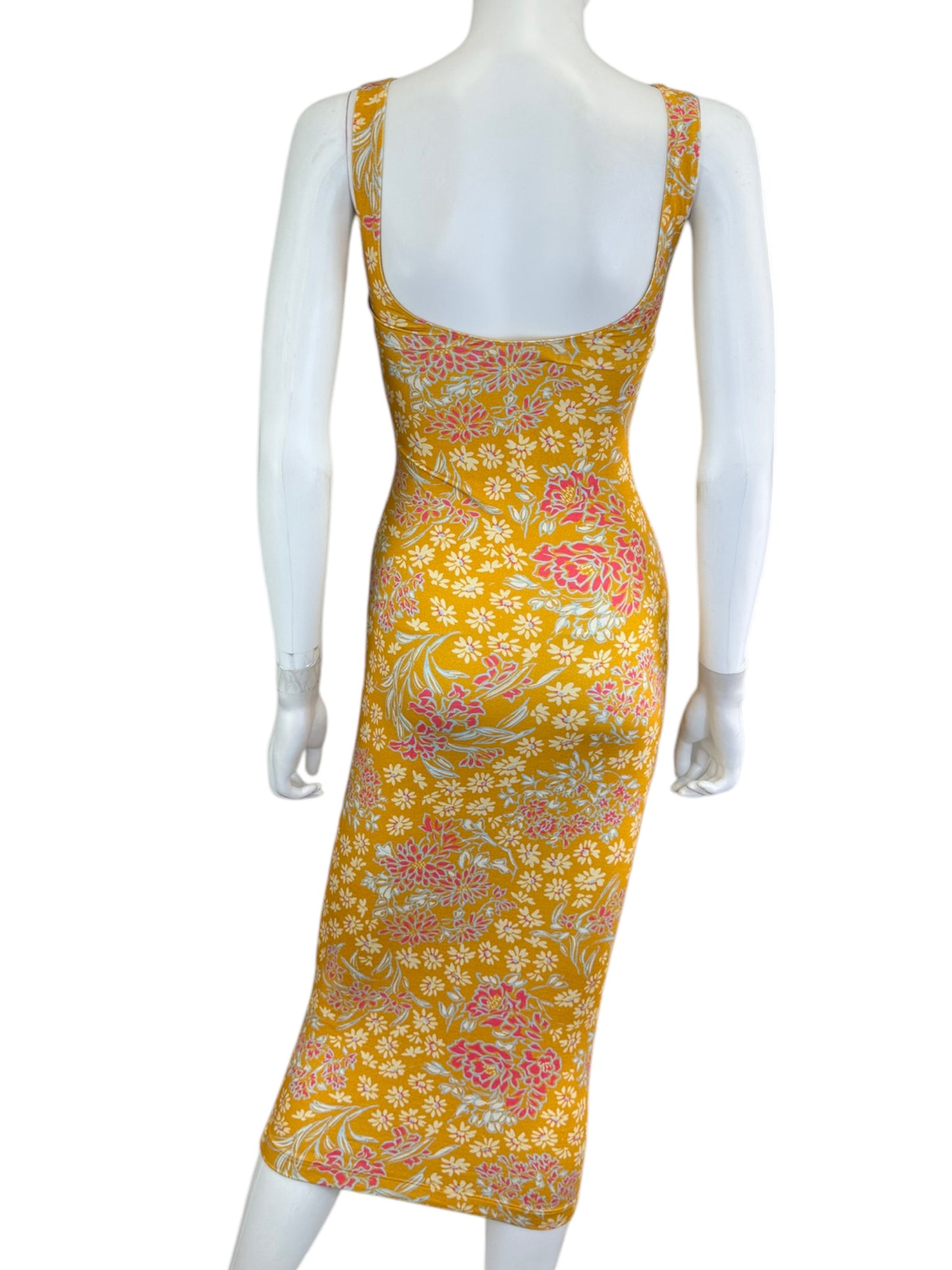 Novella Royale Yellow Floral Maxi Dress Size XS