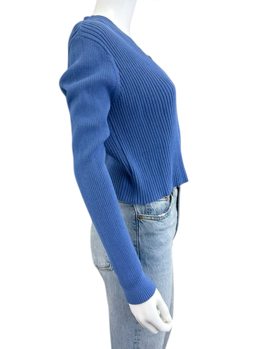 cabi NWT Periwinkle Slim Rib Cropped Cardigan Size L