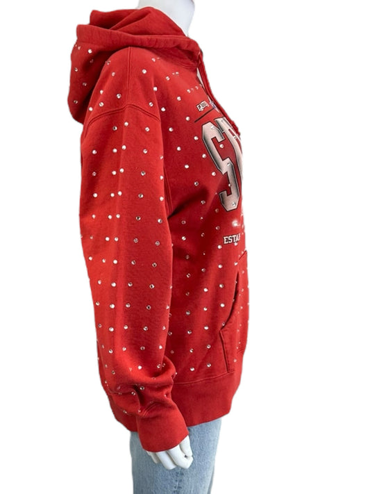 Supreme Red Rhinestone Hoodie Size S