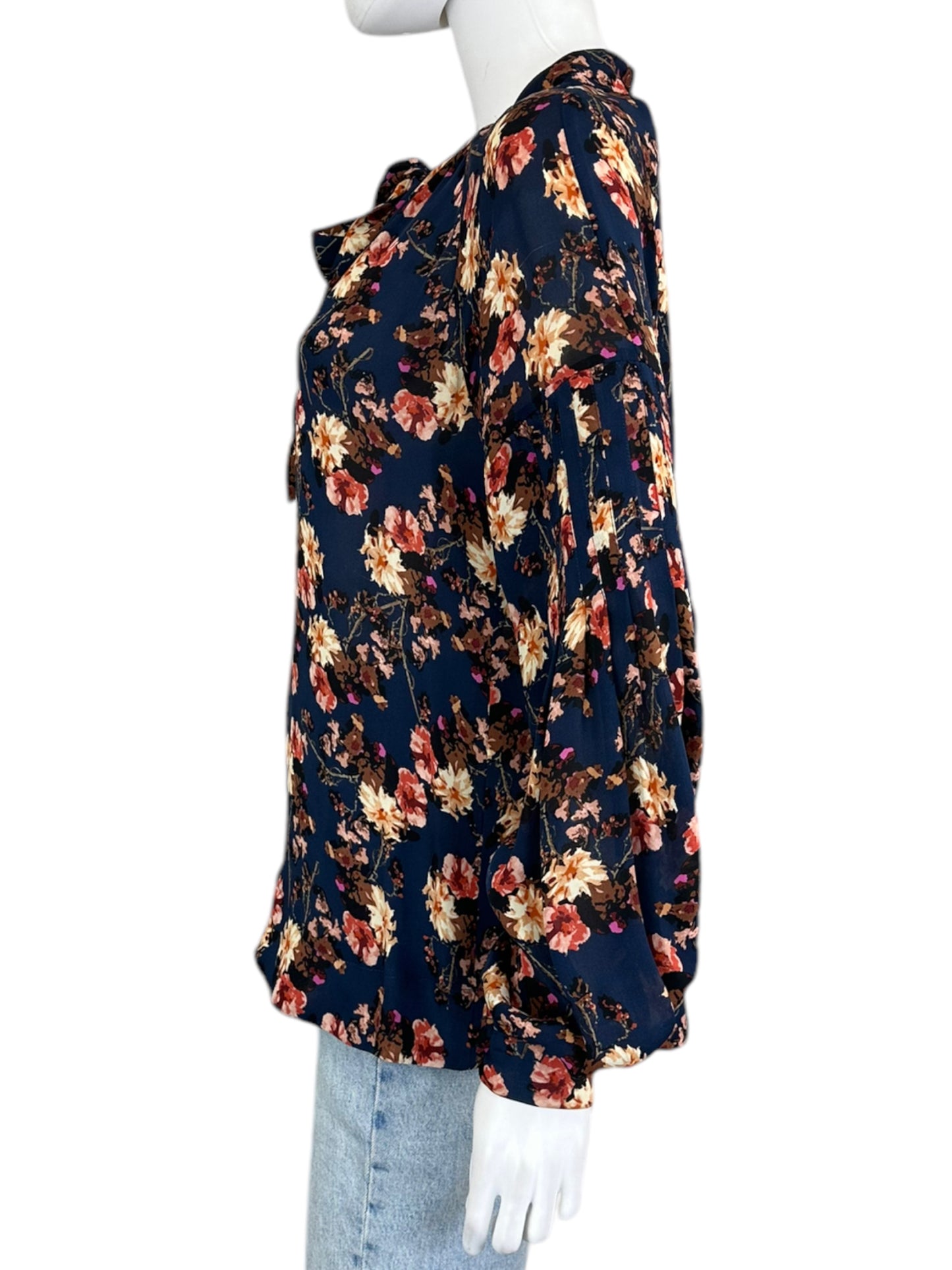 Gemma Navy Floral Blouse Size XS