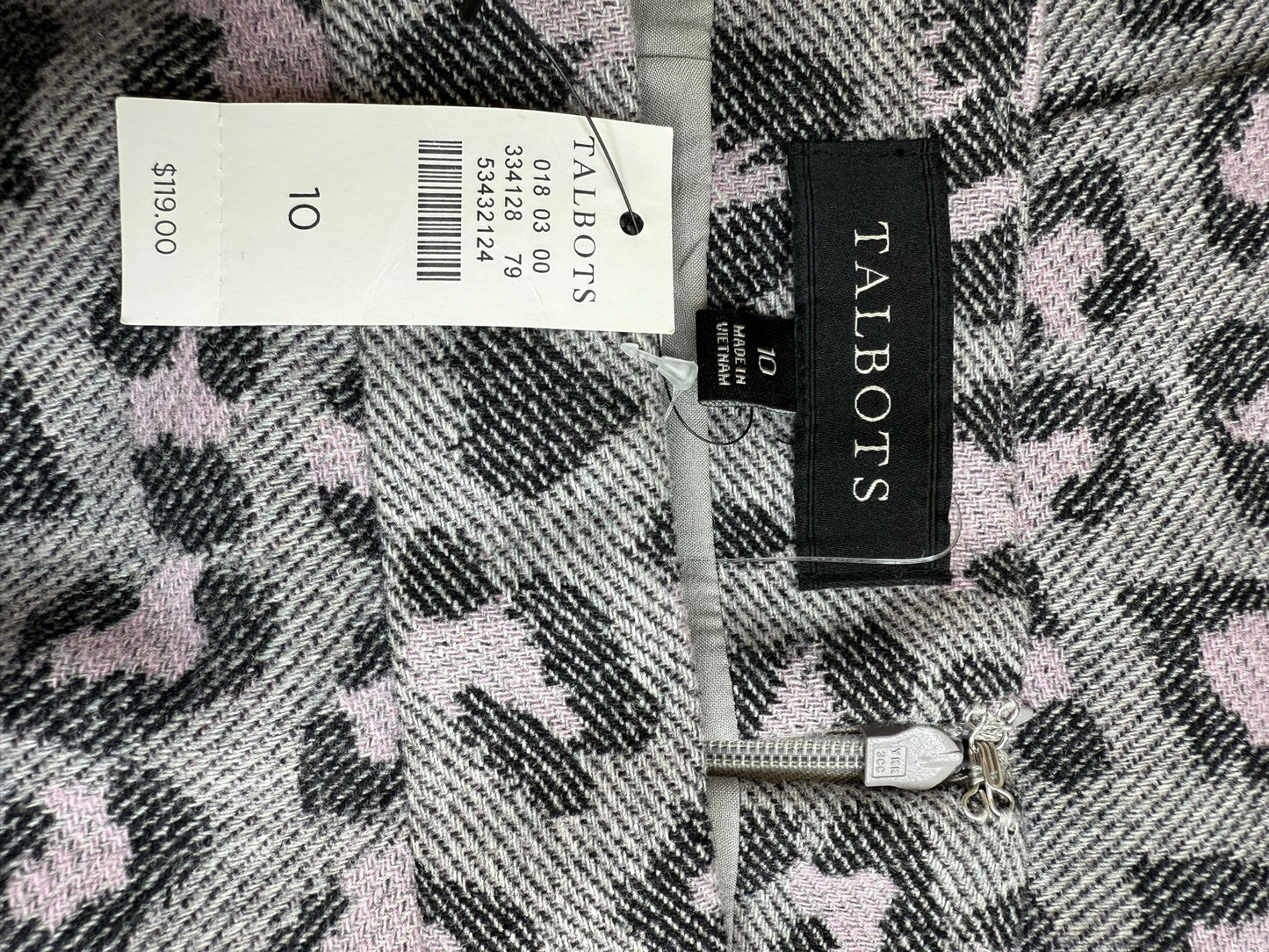 Talbots NWT Gray Leopard Print Pencil Skirt Size 10