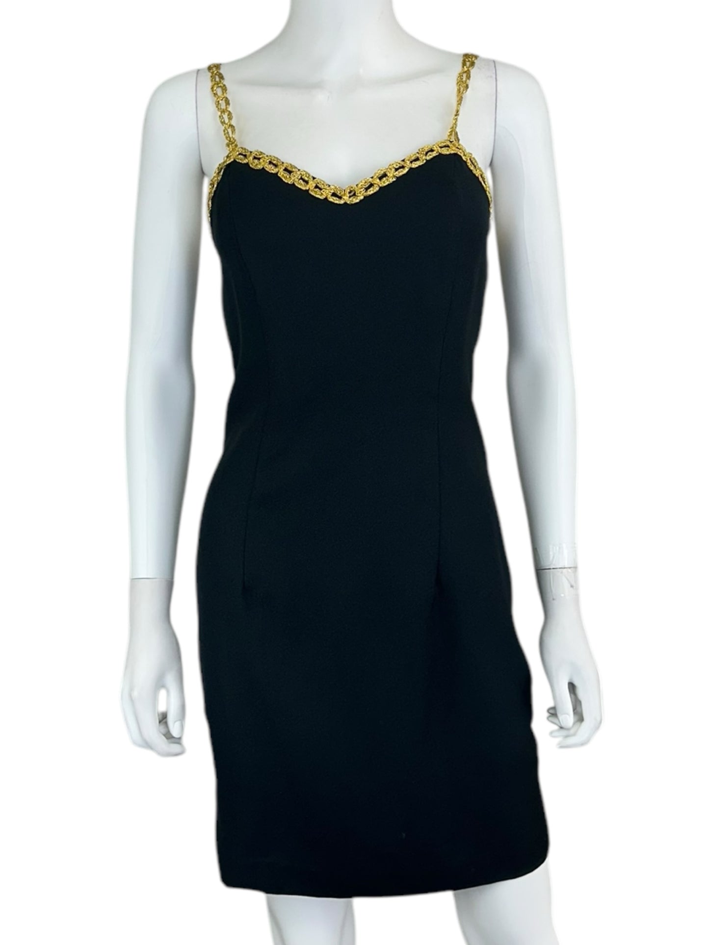 ALEX EVENINGS Black and Gold Mini Dress Size 4