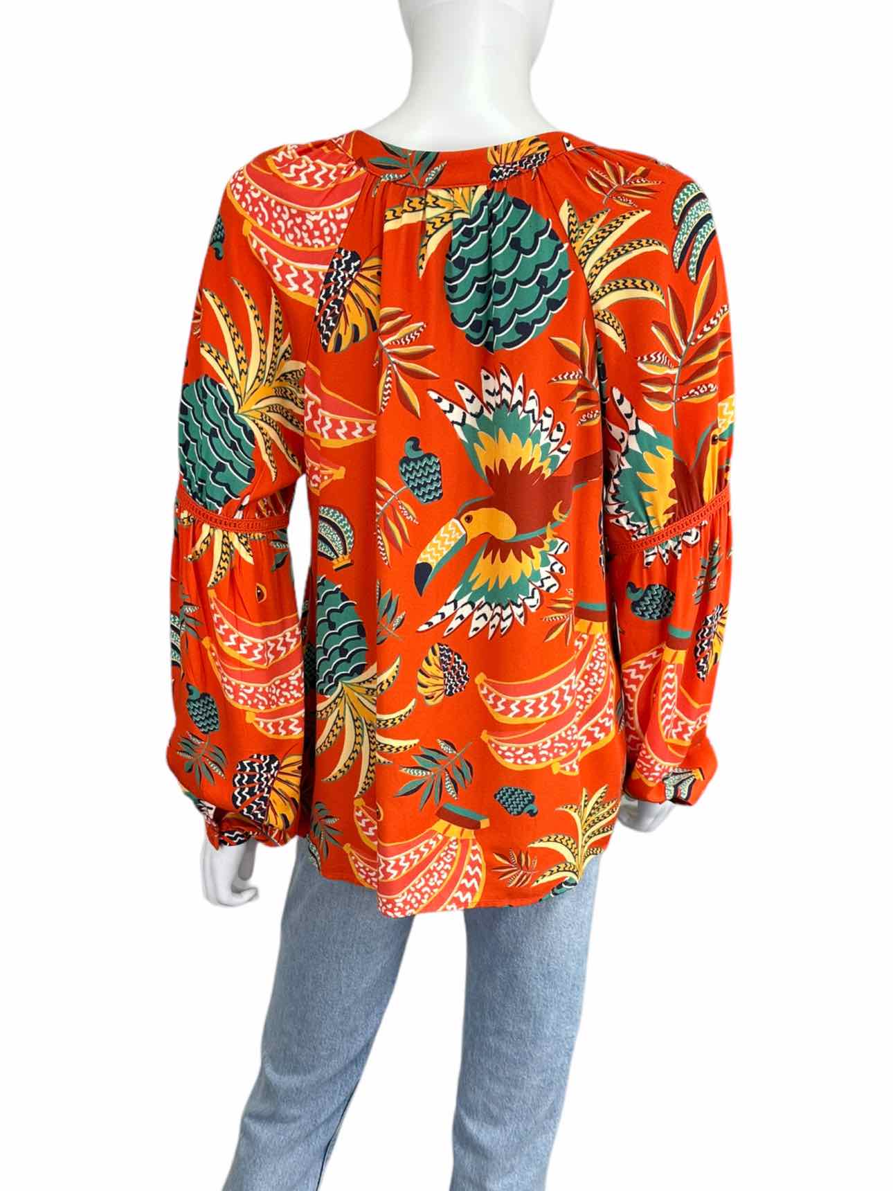 Farm Rio x Anthropologie Tropical Print Blouse Size S