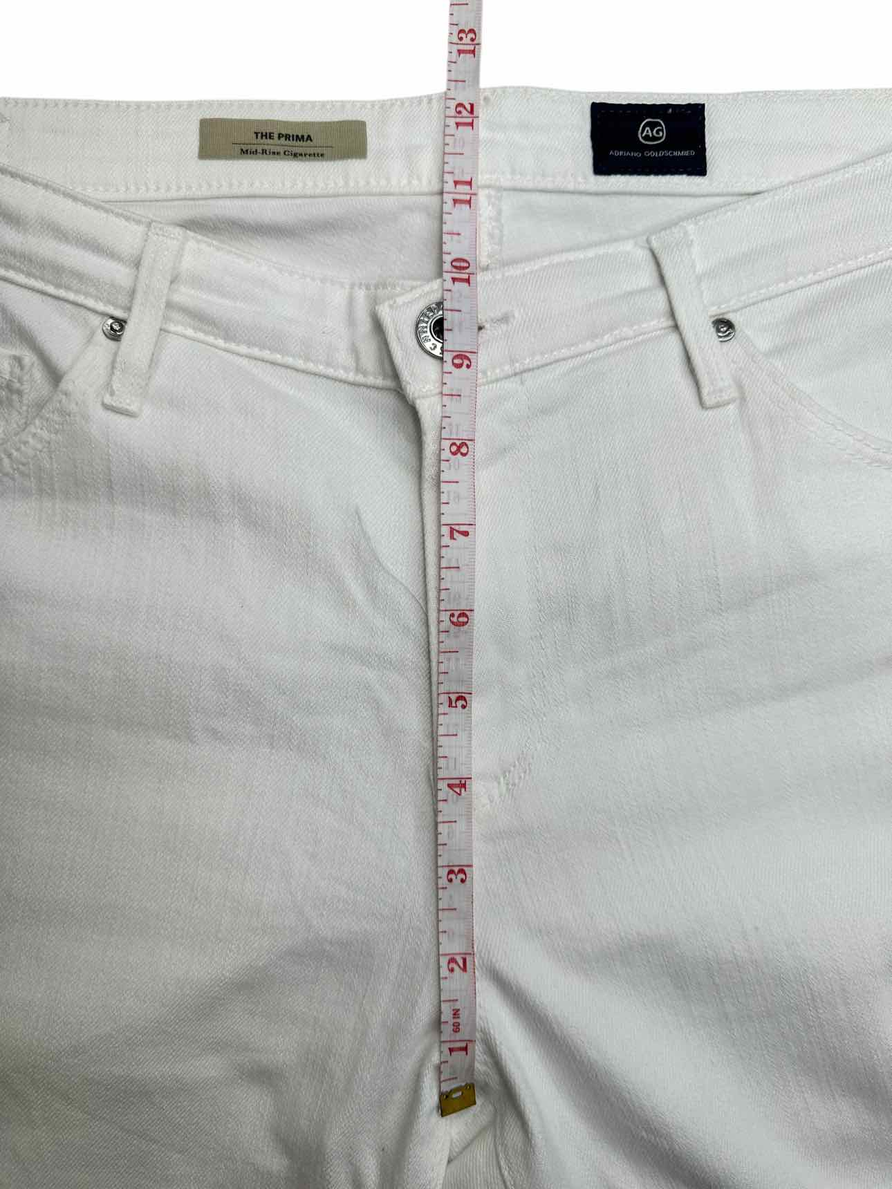 AG Adriano Goldschmied White Mid-Rise Cigarette Jeans Size 31