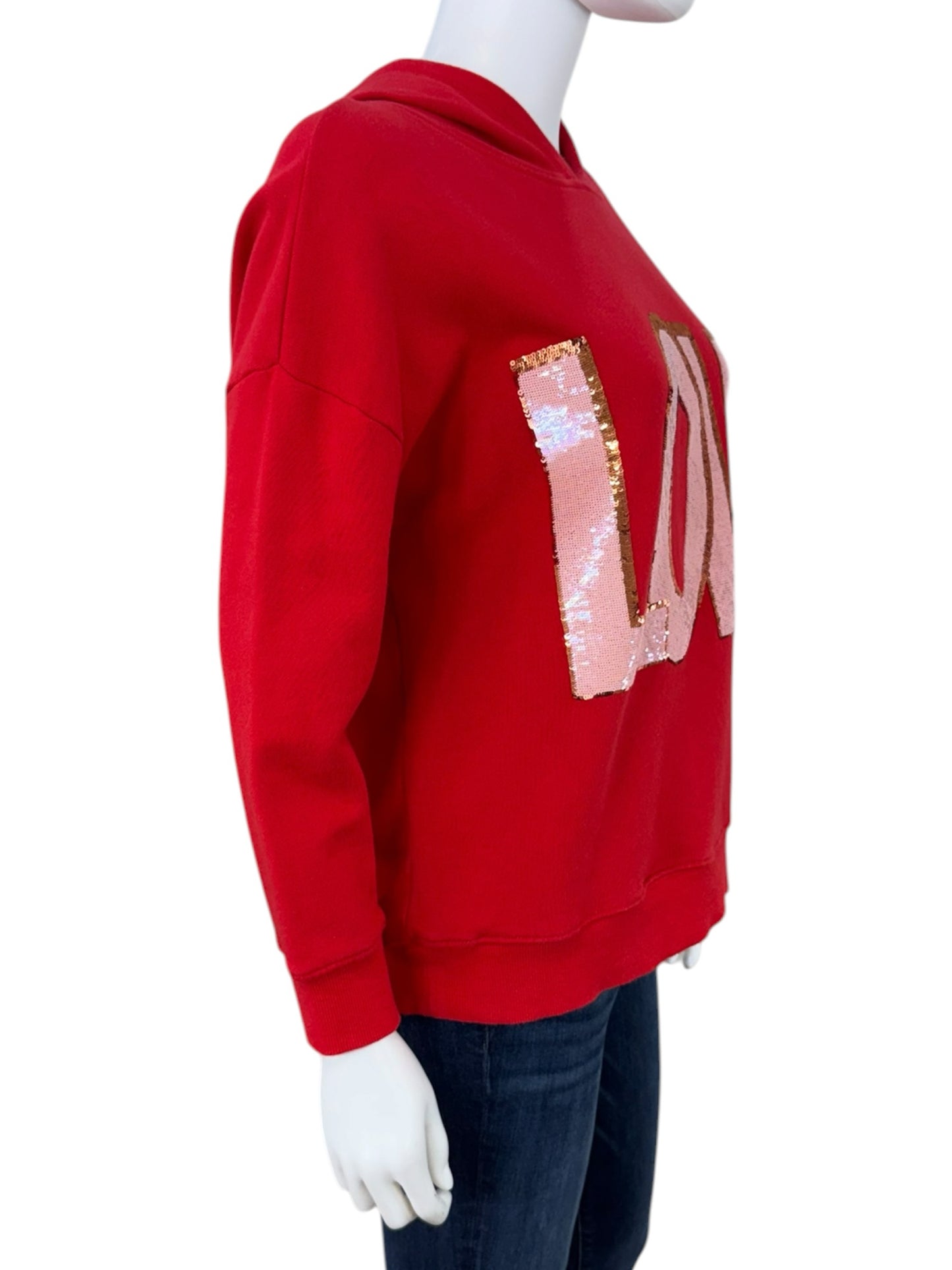alice & olivia Red Vernie LOVE Graphic Hoodie Size XS