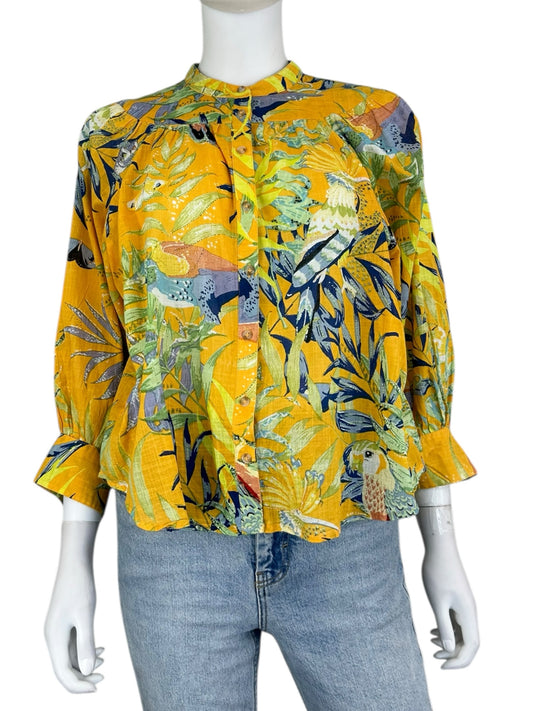 maeve Yellow Button Down Blouse Size XS