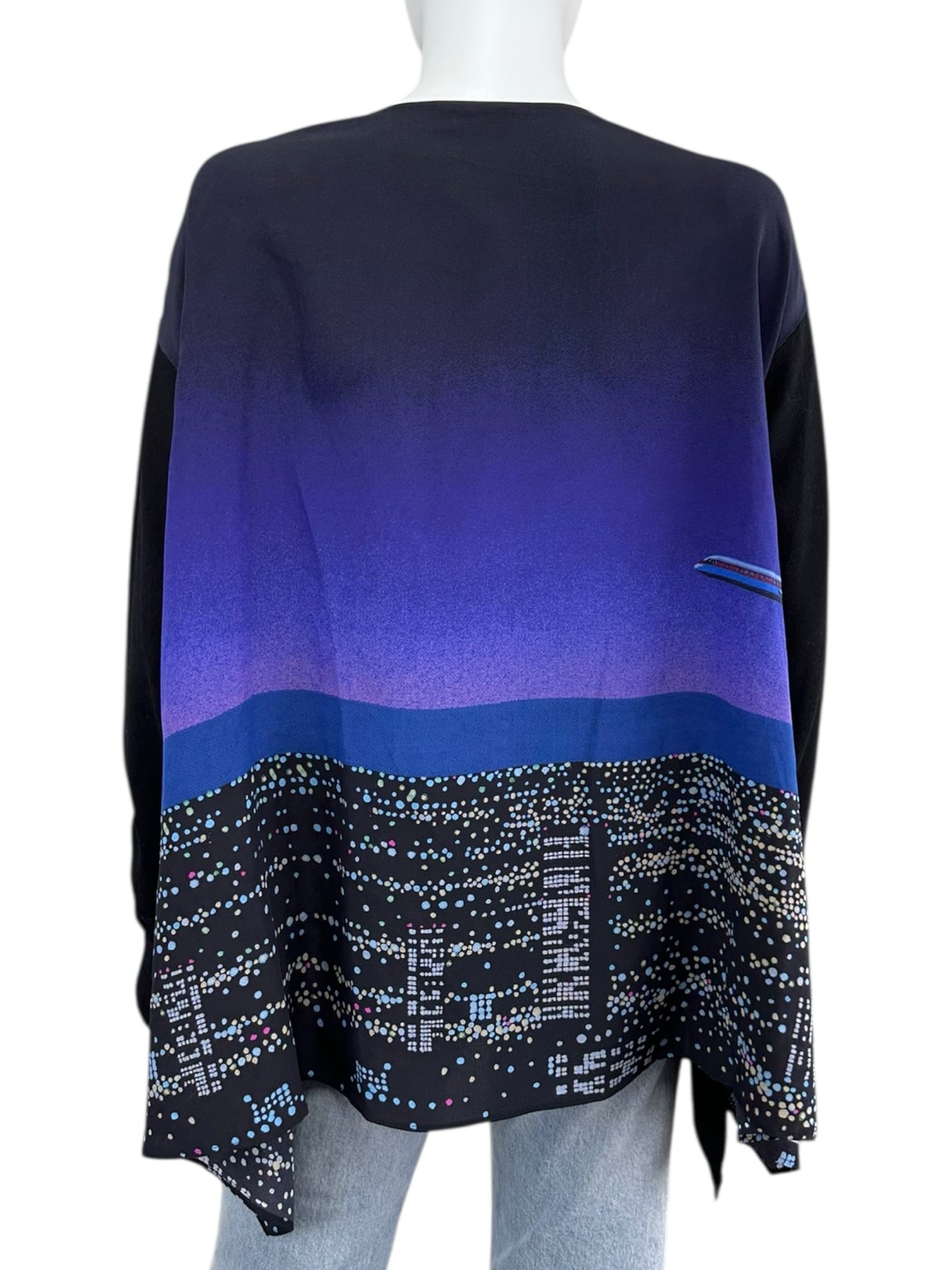 AKRIS Punto Twilight City Print Silk Top  Size 10