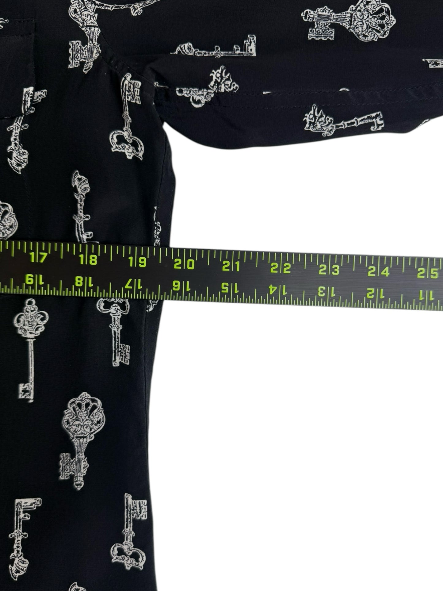 EQUIPMENT Black 100% Silk Key Print Button-Down Shirt Size XS