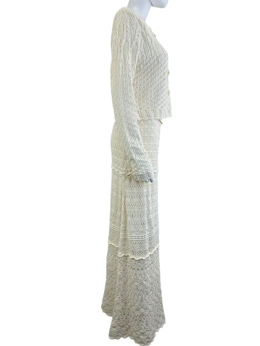 Moon River Two Piece White Knit Set Size M