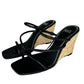 PAIGE Black Leather Stacey Three-Band Wedge Espadrilles Size 8