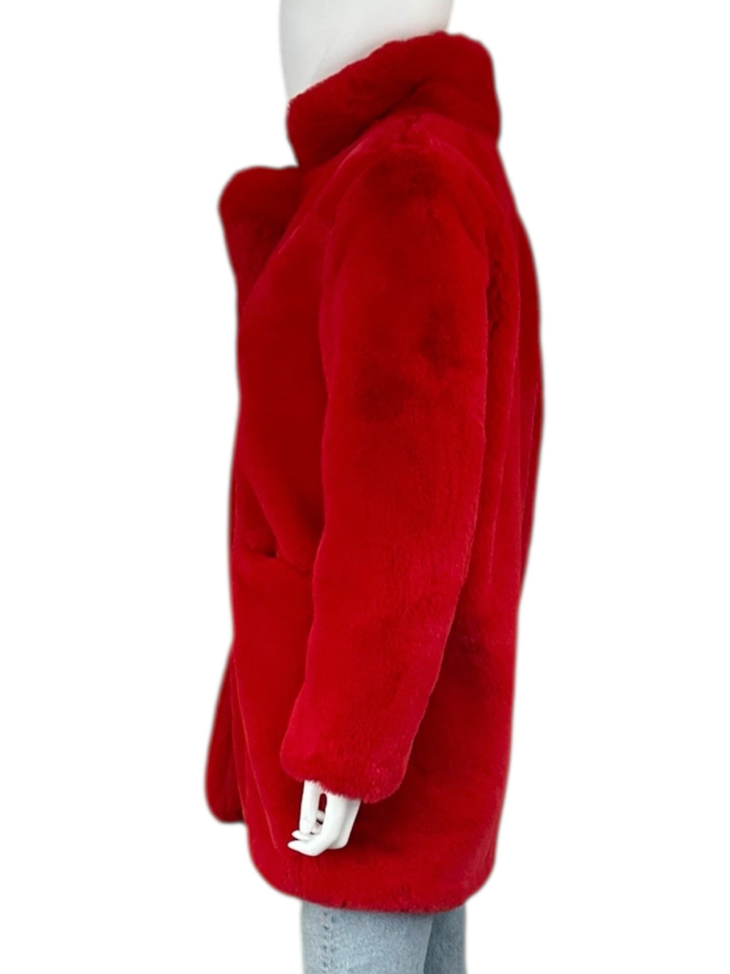 APPARIS Red Faux Fur Coat Size S