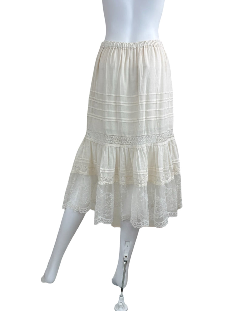 Spell Cream Organic Cotton Teodora Lace Midi Skirt Size S