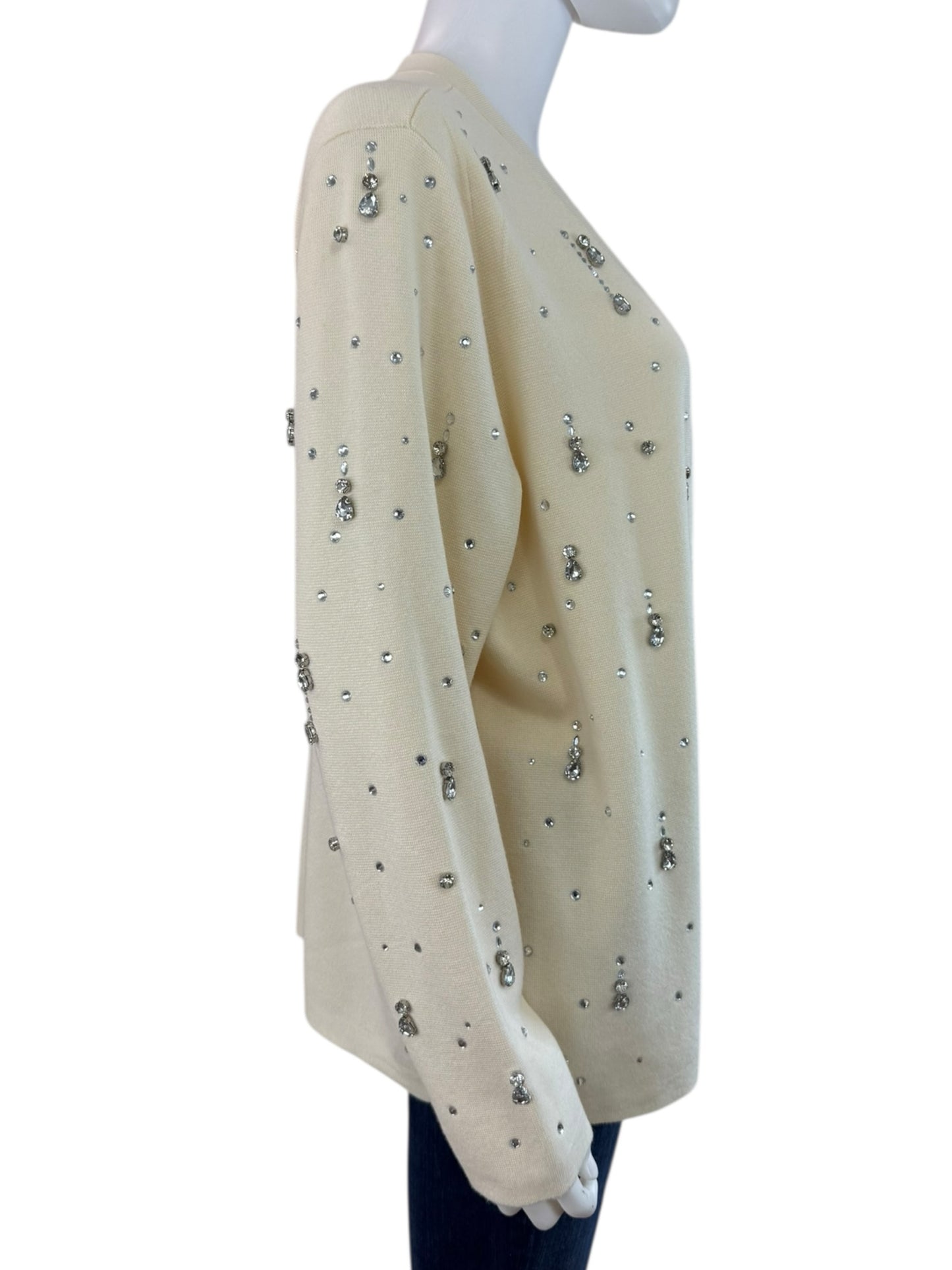 Chico's NWT Cream Drop Rhinestone Cardigan Size XL