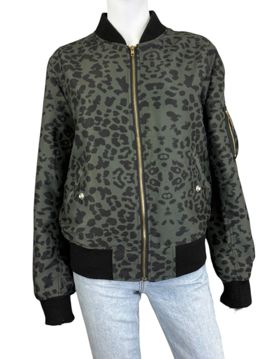 CHRLDR Green Leopard Satin Bomber Jacket Size M
