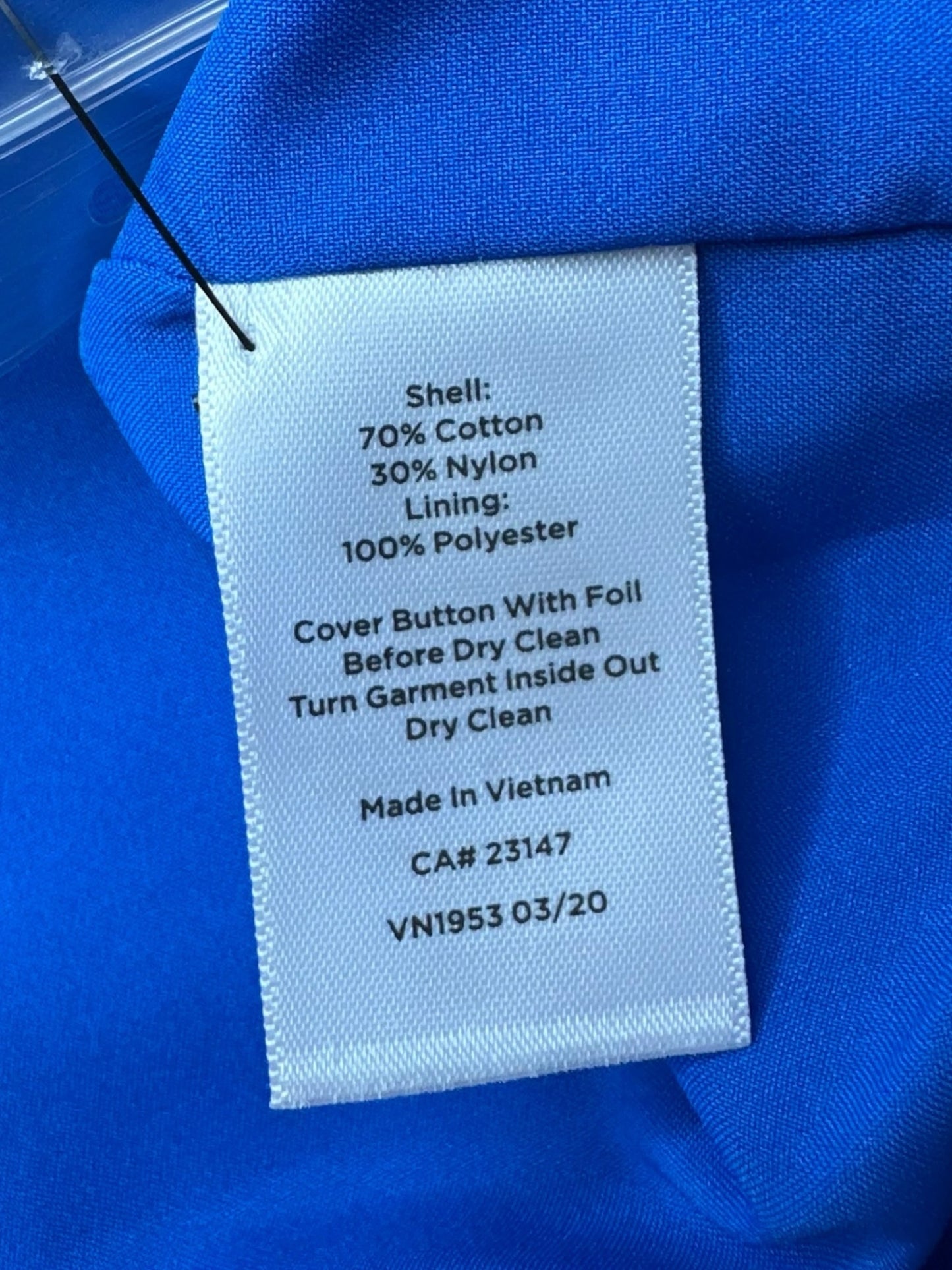 Talbots Electric Blue Cotton Blazer Size 2