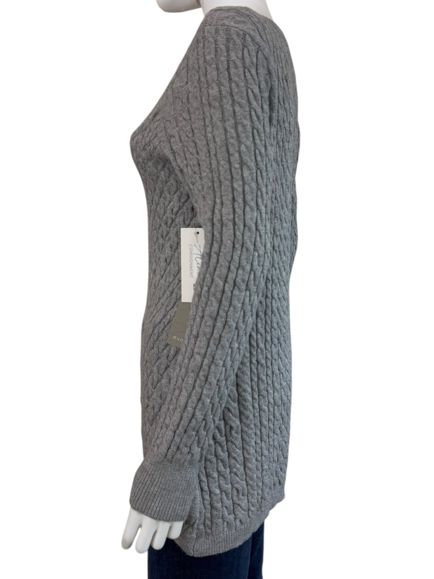 Evolution By Cyrus NWT Aneesa Gray Cable Knit Sweater Size S