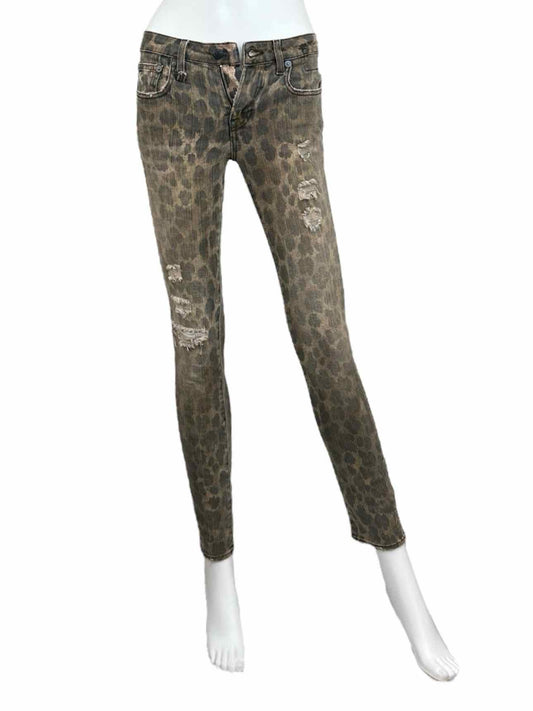 R13 Brown Leopard Print KATE Skinny Jeans Size 2