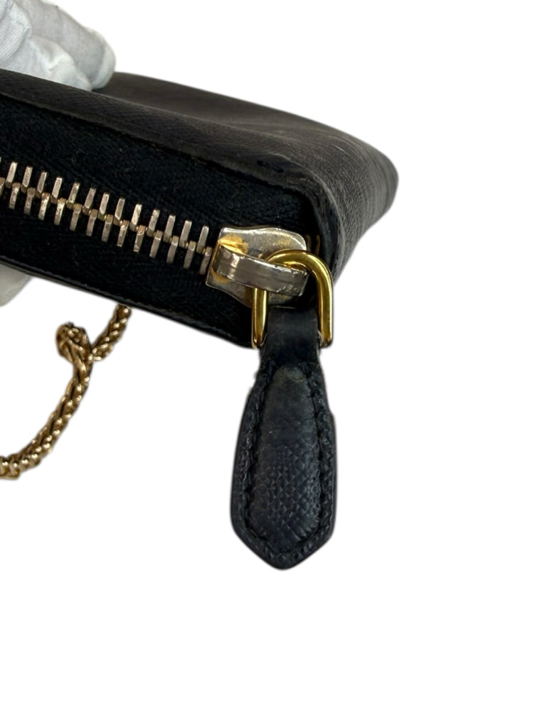 PRADA Navy Saffiano Leather Convertible Crossbody Wallet