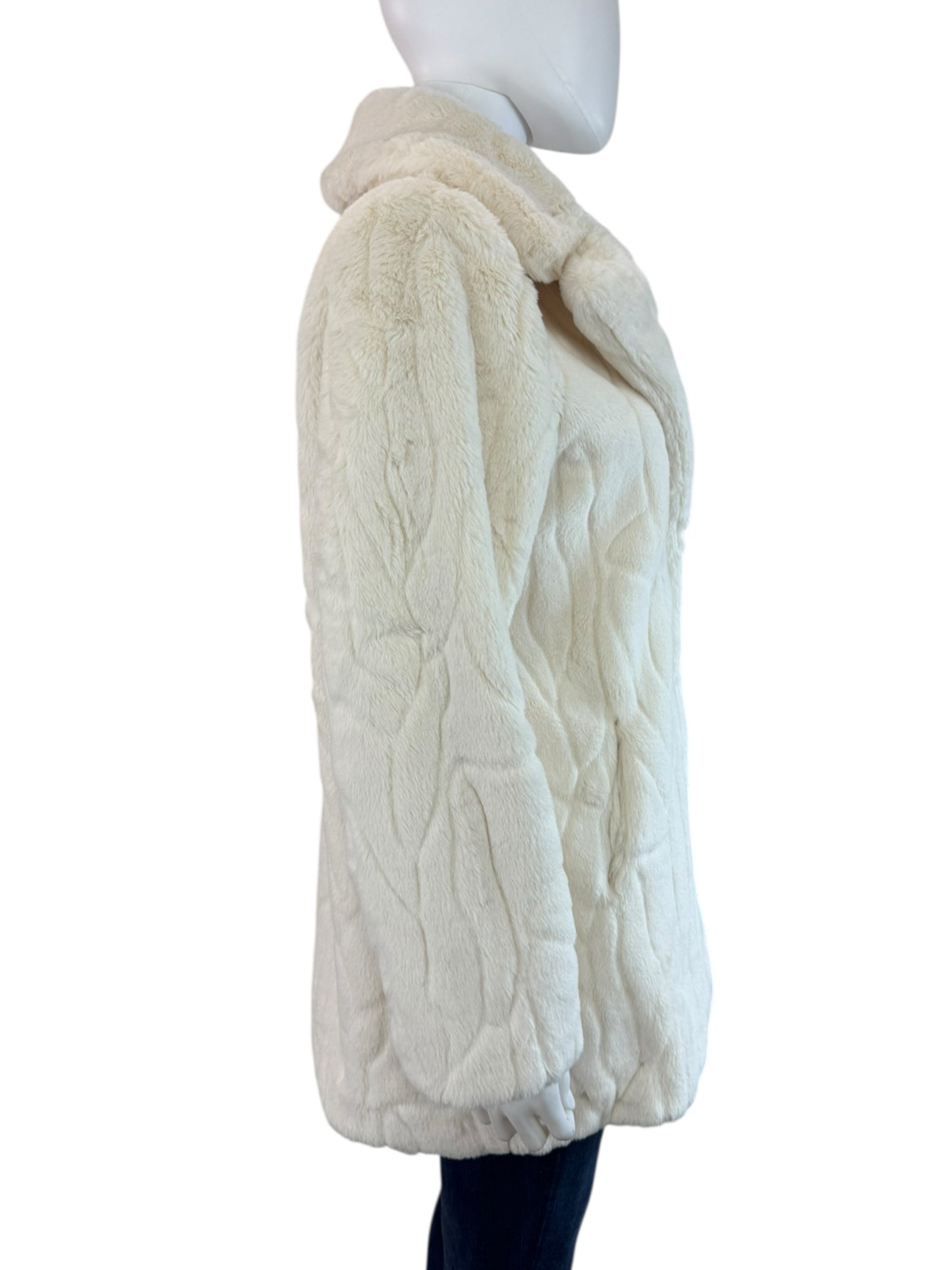 Rachel Zoe Cream Faux Fur Coat Size M