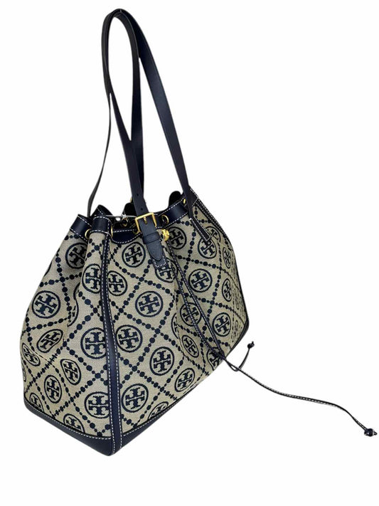 Tory Burch Navy T Monogram Jacquard Bell Bag Tote