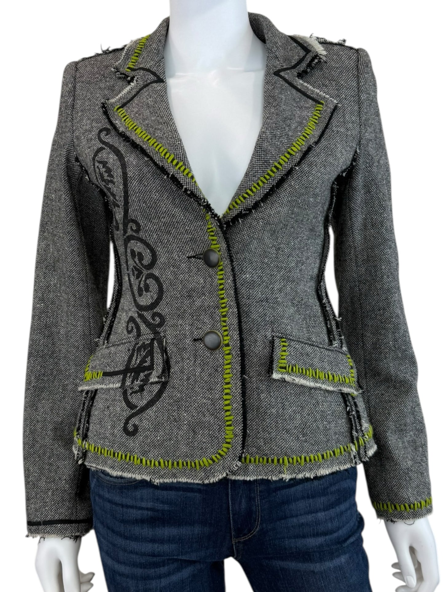 Cache Vintage Tweed EmbroideredBlazer Size S