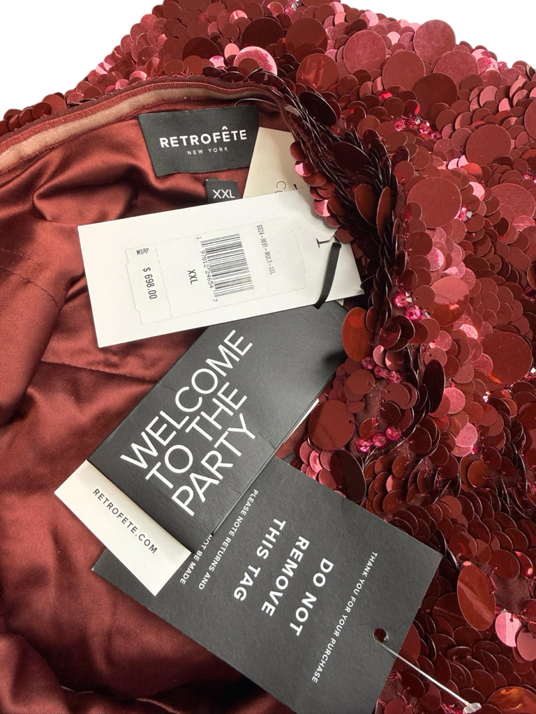 RETROFETE NWT Red Mulberry Sequined Nolia Strapless Formal Dress Size XXL