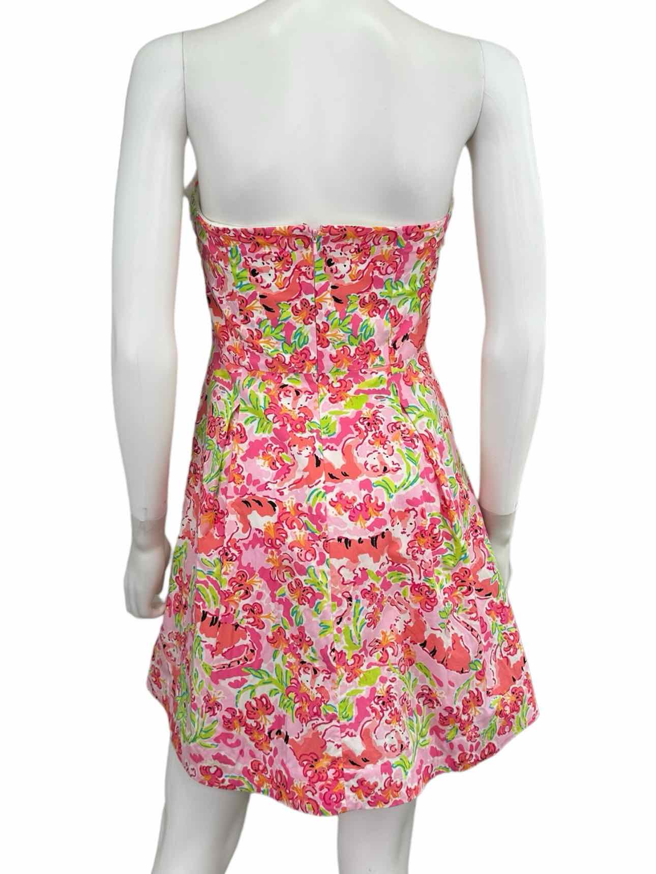 Lilly Pulitzer Pink Floral Print Strapless Dress Size 2