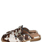 Donald Pliner 'SABEL' White/Brown Cow Print Mules Size 8.5