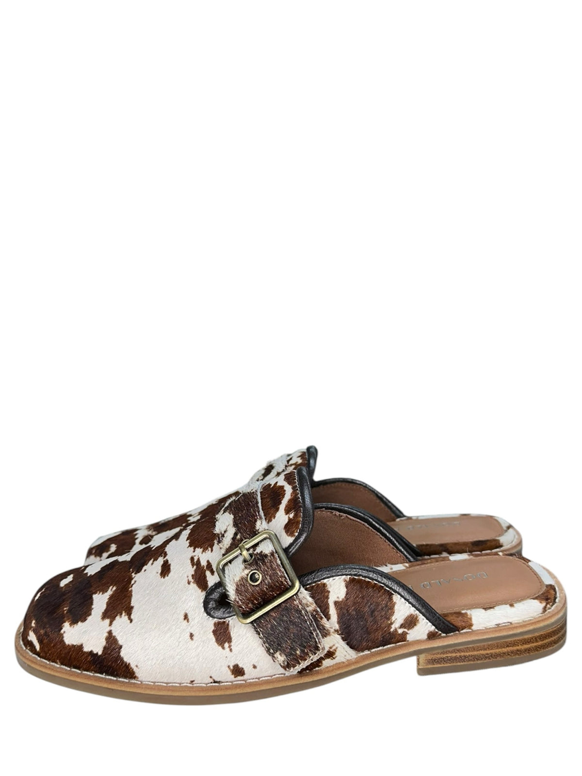 Donald Pliner 'SABEL' White/Brown Cow Print Mules Size 8.5