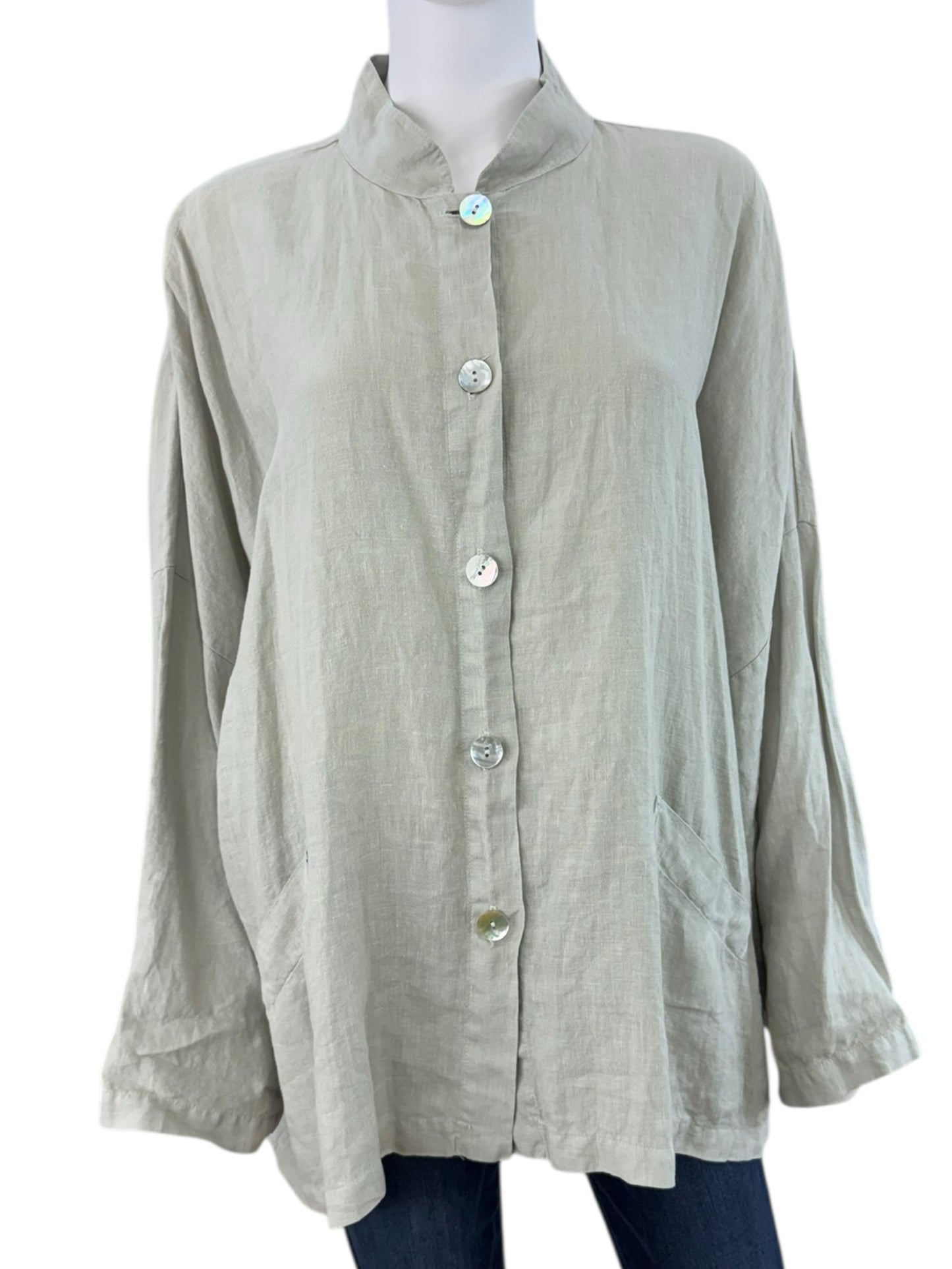 bryn walker Tan 100% Linen Jacket Size 1X