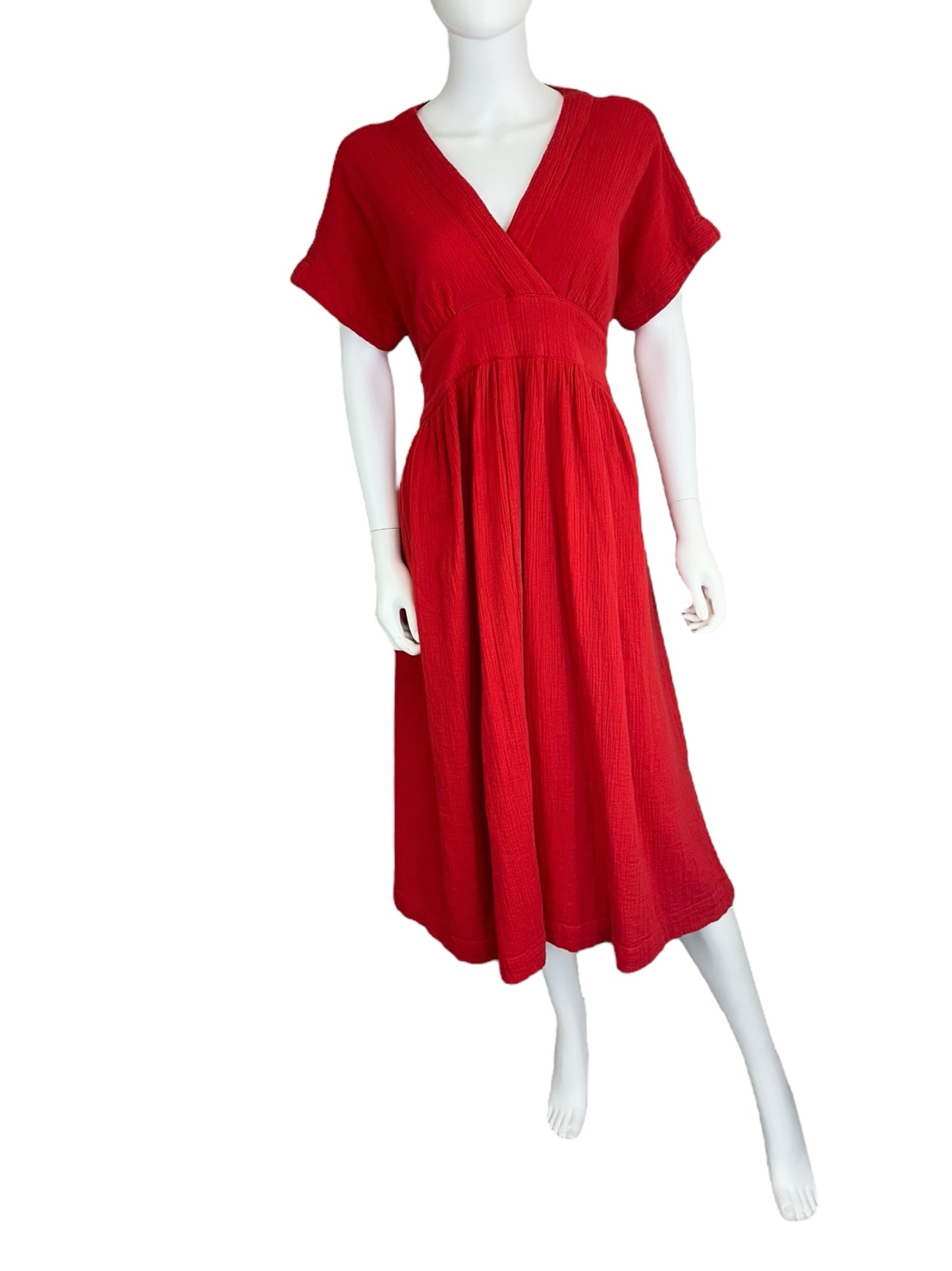 100% Cotton HATCH Red Maxi Dress Size 2