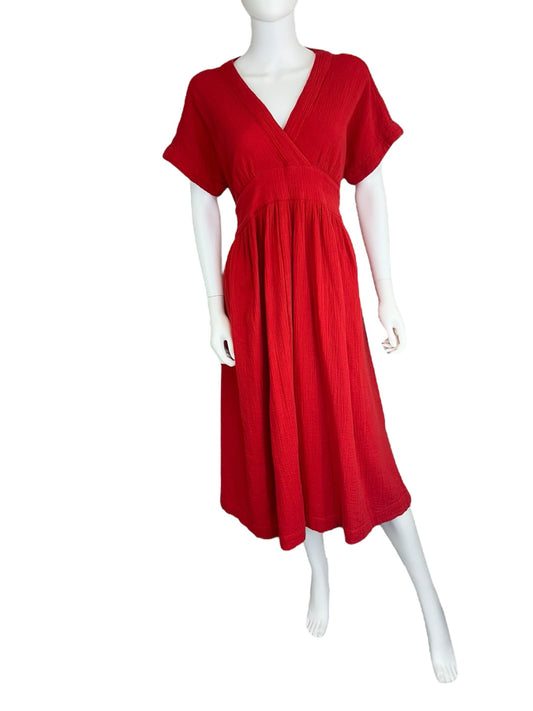 100% Cotton HATCH Red Maxi Dress Size 2