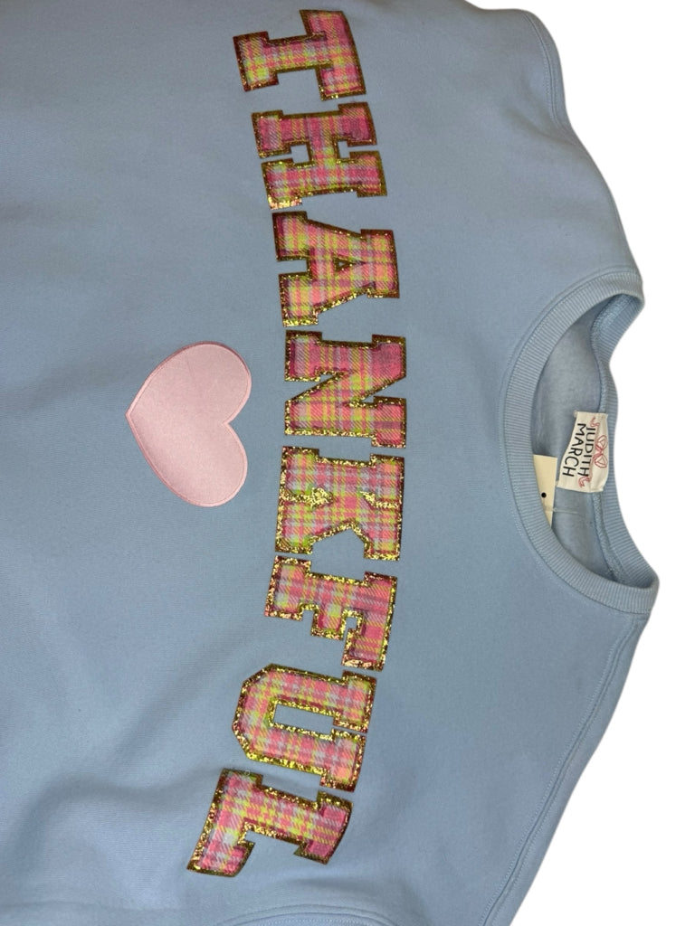 JUDITH MARCH Blue Thankful Sweat Shirt Size S