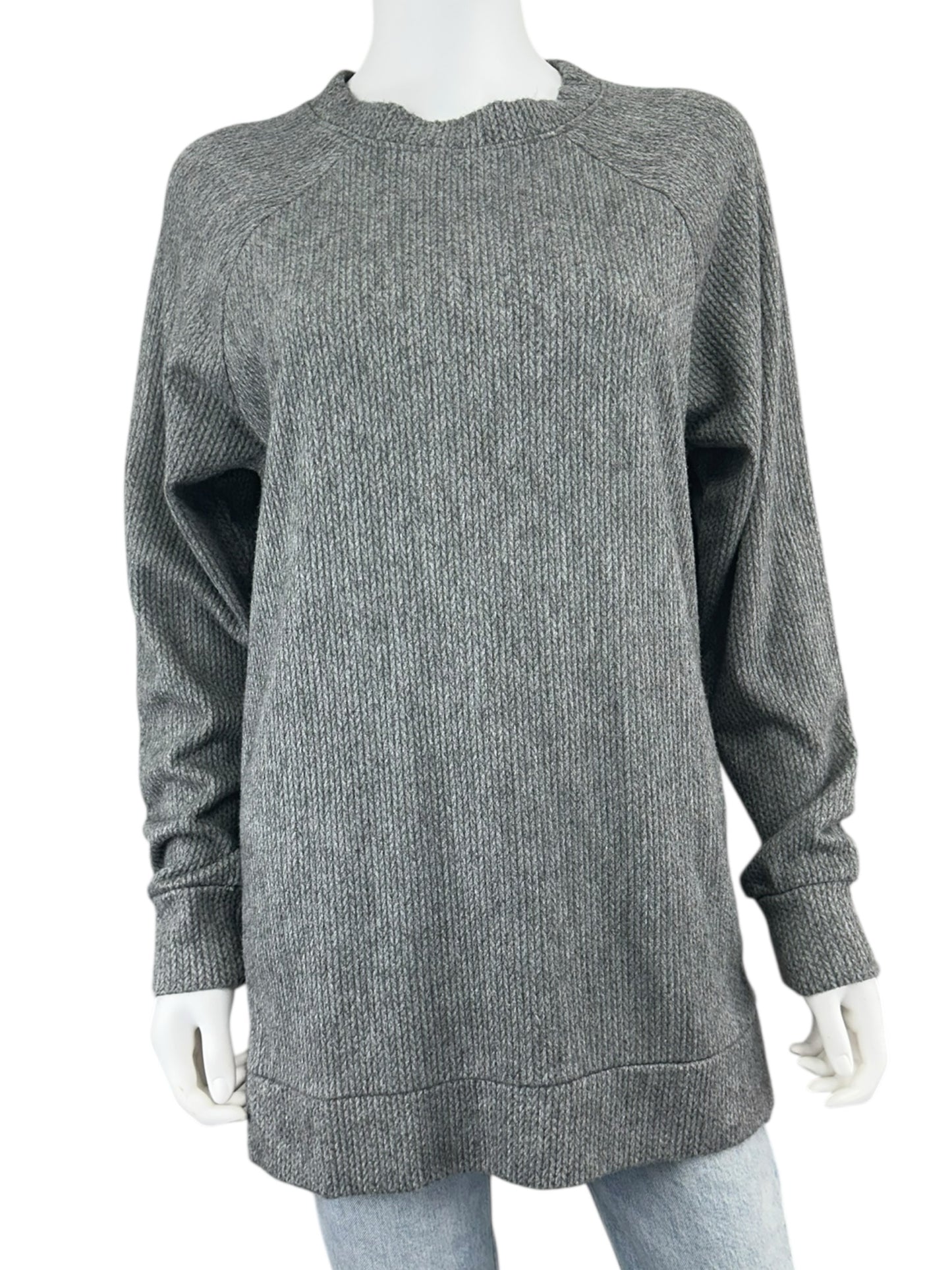 bobi NWT Grey Zipside Crewneck Knit Top Size S