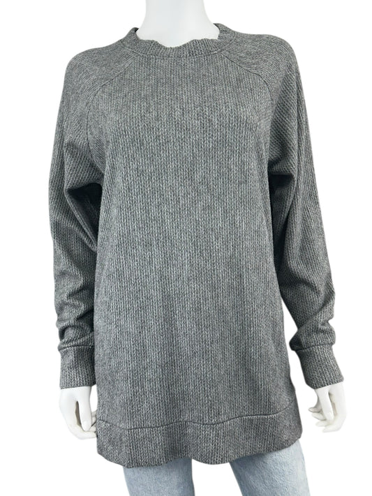bobi NWT Grey Zipside Crewneck Knit Top Size S