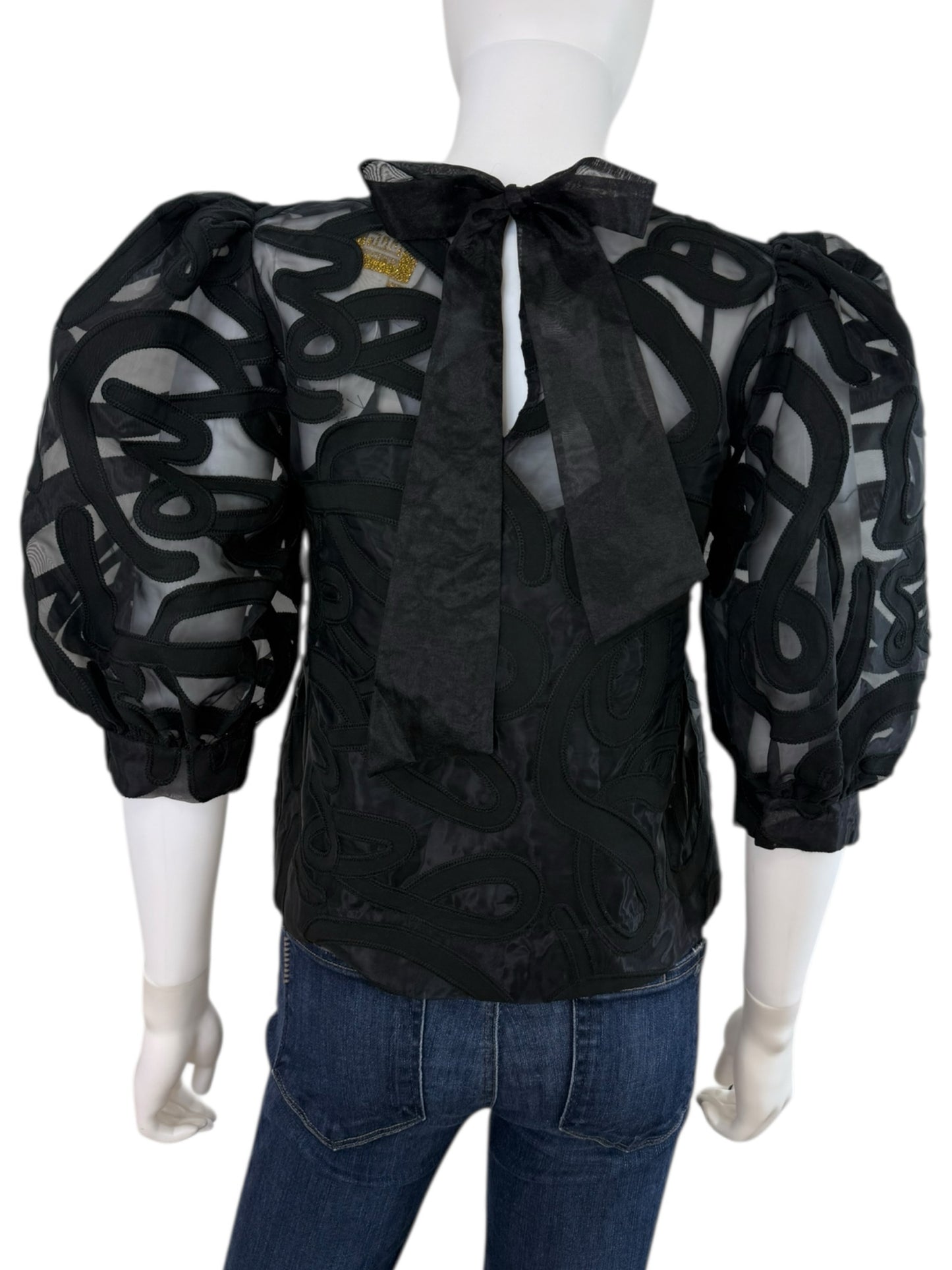 Emily McCarthy NWT Black Organza Bella Blouse Size XS