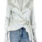 J.R.Nites Vintage White Satin Blouse Size MP