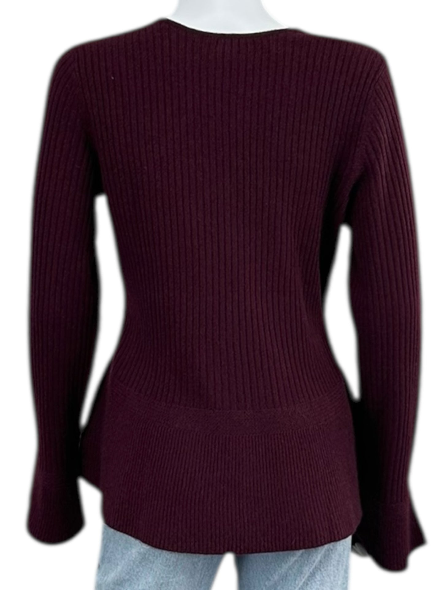 Talbots 100% Cashmere Merlot Ribbed Sweater Size M