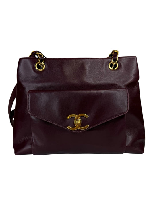 CHANEL Vintage Burgundy Leather Shoulder Bag